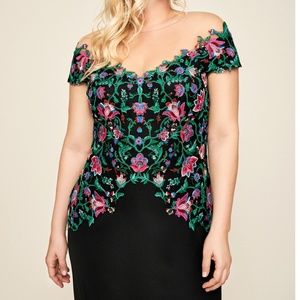 NWT TADASHI SHOJI HOLLY FLORAL EMBROIDERED GOWN 24